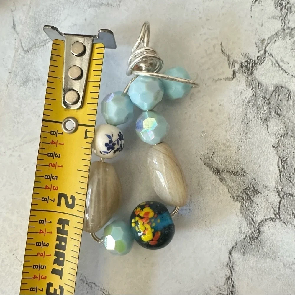 Collage Beaded Pendant Assemblage Art OOAK Elegant Multicolor Necklace 1600Y